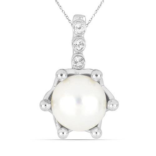 STERLING SILVER NATURAL WHITE FRESHWATER PEARL GEMSTONE PENDANT
